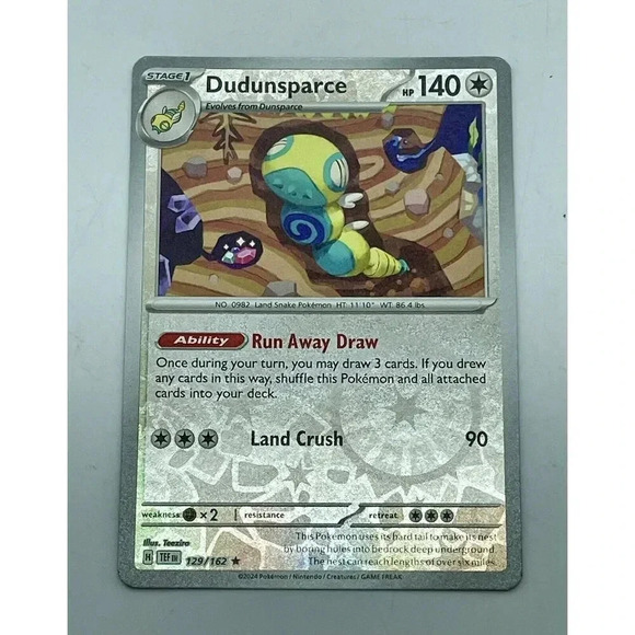 Pokemon Other - Dudunsparce 129/162 Rare Temporal Forces Pokemon TCG Reverse Holo‎ Mint Unplayed